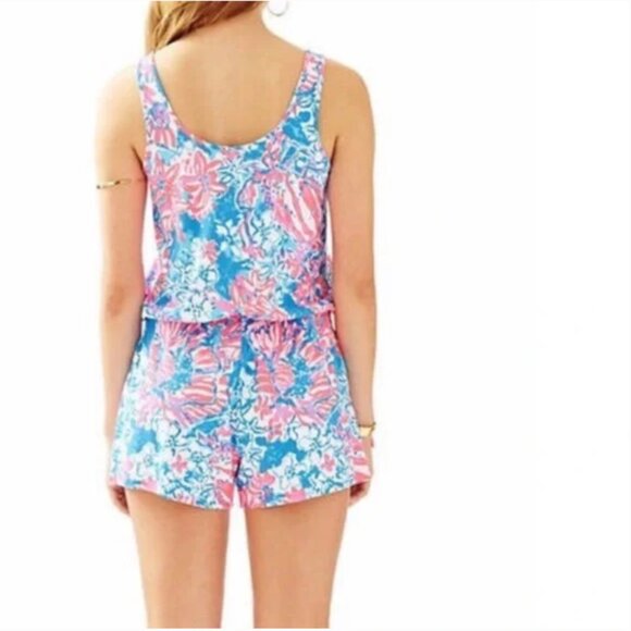 Lilly Pulitzer Tala Romper Bay Blue Pop Pop Size XS - Picture 2 of 12